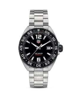 Tag Heuer Formula 1 Мужские кварцевые часы из черной стали, 41 мм, серебряный 1339400 | black/silver