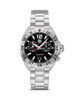 Tag Heuer Formula 1 Мужские кварцевые часы с будильником из черной стали, 41 мм, серебряный 1571717 | black/silver