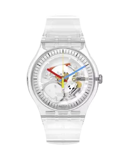 Абсолютно новые мужские часы с белым ремешком из органического материала Swatch, белый 30262 | blanco