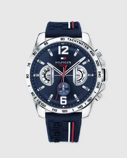 Tommy Hilfiger 1791476 Силиконовые мужские часы в полоску, синий 7613272264440 | azul