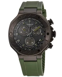New Authentic Tissot Men's Chronograph Grey Dial Silicone Strap Watch Model t141.417.37.061.02