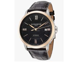 Baume & Mercier Classima Automatic Mens Watch M0A10292 - Silver Stainless Steel Case, Black Dial with Roman Numerals and Date Display