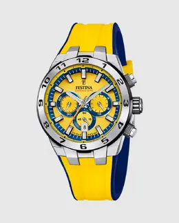 F20671/4 Chrono Bike Желтые резиновые мужские часы Festina, желтый 34627 | amarillo