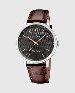 F20660/6 Солнечная энергия Коричневые кожаные мужские часы Festina, коричневый 29563 | marrón