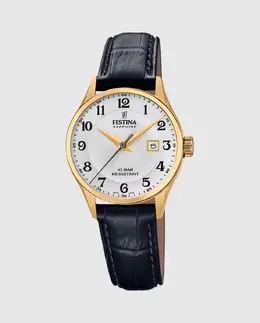 F20011/5 Женские часы из черной кожи Swiss Made Festina, черный 29845 | negro
