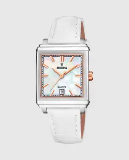 F20682/1 Женские часы On The Square из белой кожи Festina, белый 34627 | blanco