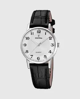 F20691/1 Классические женские кожаные часы черного цвета Festina, черный 35805 | negro