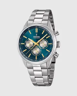 F16820/C Timeless Мужские часы с хронографом из серебряной стали Festina, серебряный 26910 | plata