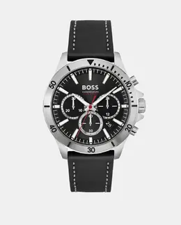 Tropper 1514055 черные кожаные мужские часы с хронографом Hugo Boss, черный 1010647906279 | negro
