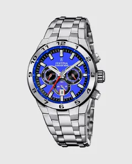 Мужские часы F20670/3 Chrono Bike из серебристой стали Festina, серебряный 34627 | plata