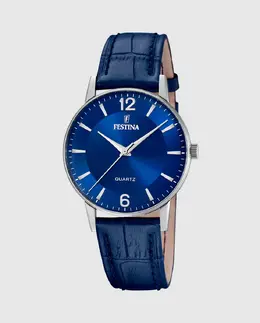 F20690/3 Классика синие кожаные мужские часы Festina, синий 35805 | azul
