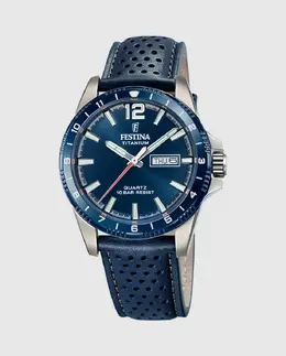 F20699/2 Титановые синие кожаные мужские часы Festina, синий 35805 | azul