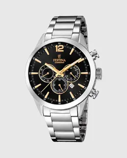 F20343/4 Timeless Chronograph Мужские часы из серебряной стали Festina, серебряный 23926 | plata