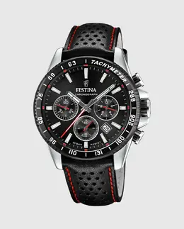 F20561/4 Timeless Chronograph Черные кожаные мужские часы Festina, черный 23926 | negro