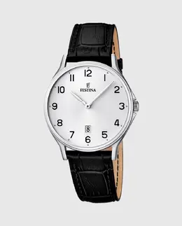 Мужские часы F16745/1 Классический черный кожаный ремешок Festina, черный 23925 | negro