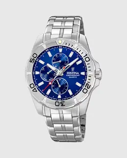 Мужские часы F20445/2 Многофункциональные серебристая сталь Festina, серебряный 23926 | plata