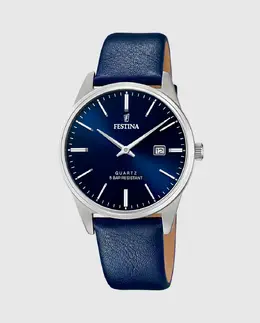 Часы мужские F20512/3 Steel Classic синие кожаные Festina, синий 23925 | azul
