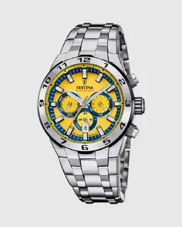Мужские часы F20670/4 Chrono Bike из серебристой стали Festina, серебряный 34627 | plata