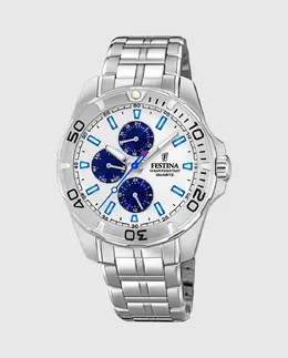 Мужские часы F20445/1 Многофункциональные серебристая сталь Festina, серебряный 23926 | plata