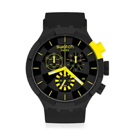Желтые часы Checkpoint с черным силиконовым ремешком Swatch, черный 21541 | negro
