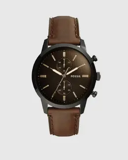 Fossil Twnsman FS5437 Мужские часы с хронографом из коричневой кожи, коричневый 1010641906051 | marrón