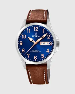 Мужские часы F20358/B Acero Classico из коричневой кожи Festina, коричневый 26219 | marrón