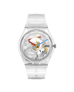 Ярко-мягкие часы с белым ремешком из органического материала Swatch, белый 7610522872523 | blanco