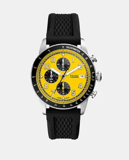 Мужские часы FS6044 черные силиконовые с хронографом Fossil 4064092267327 | negro