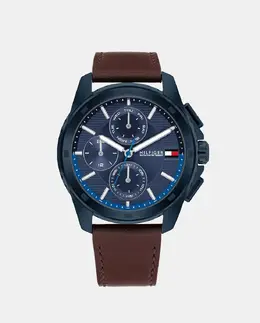 Walker 1710632 многофункциональные коричневые кожаные мужские часы Tommy Hilfiger, синий 7613272598897 | azul