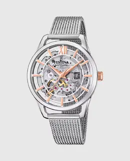 Женские часы F20627/1 Автоматические серебристая сталь Festina, серебрянный 8430622792946 | plata