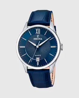 Часы мужские F20426/2 Steel Classic синие кожаные Festina 8430622730337 | azul