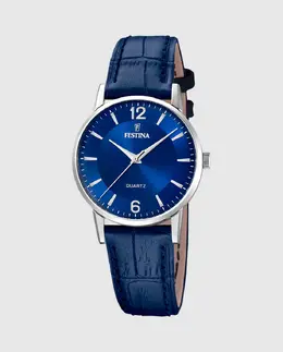 F20691/4 Классические синие кожаные женские часы Festina 8430622825033 | azul