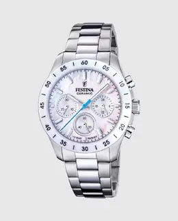 F20693/1 Женские керамические часы из серебристой стали Festina, серебрянный 8430622830419 | plata