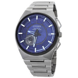 Citizen Satellite Wave X Mens Watch CC3097-52L Blue Dial Super Titanium Automatic with Atomic GPS World Time