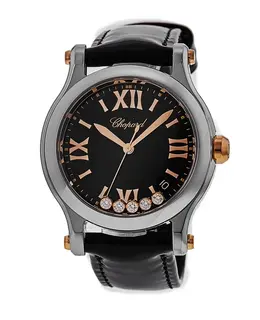 Chopard Happy Sport Medium 36mm Black Floating Diamond Dial Women's Watch 278582-6014