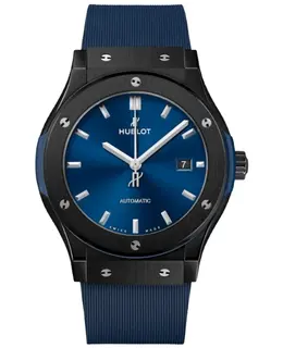 Hublot Classic Fusion Automatic Ceramic Blue Dial Rubber Strap Men's Watch 542.cm.7170.rx
