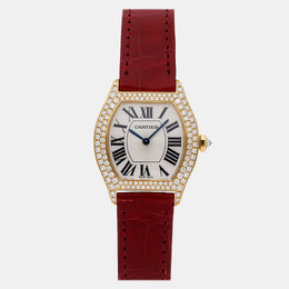 Cartier Silver 18k Yellow Gold Tortue WA504831 Manual Winding Women's Watch