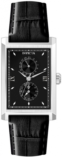 Invicta 46857 - Vintage Series Mens GMT Quartz Analog Watch with Black Dial and Leather Strap