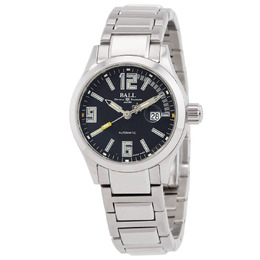 Ball Stainless Steel Quartz Watch, Silver Tone Case & Bracelet, Black Dial Date Display NL1026C-S4A-BKGR