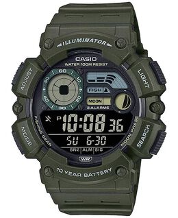 Мужские цифровые часы с зеленым полимерным ремешком, 50 мм Casio, зеленый 18736495 | green