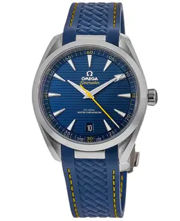 Brand New Authentic Omega Seamaster Aqua Terra 150M Automatic Blue Dial Rubber Strap Men's Watch Model 220.12.41.21.03.009