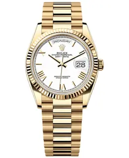 Rolex Day-Date Model M128238-0113 - Yellow Gold 36mm Automatic Women's Watch with White Dial