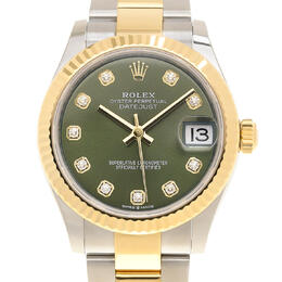 Rolex Datejust 31mm Ladies Automatic Diamond Green Dial Watch