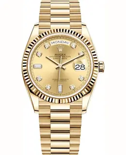 Authentic New Rolex Day-Date 128238 Champagne Diamond Dial Yellow Gold Women's Watch
