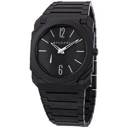 Pre-owned Bulgari Octo Finissimo Black Dial Mens Watch 103077