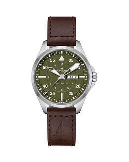 Авиационные часы Hamilton цвета хаки, 42 мм, зеленый 5326372 | green/brown