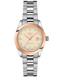 Tissot T-My Lady Automatic Cream Diamond Dial 18K Rose Gold Bezel Steel Women's Watch, Model: T930.007.41.266.00