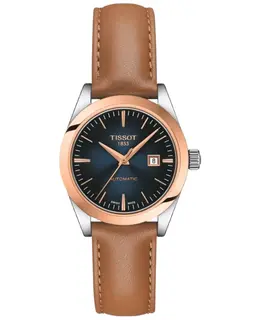 Tissot T-My Lady Automatic Blue Dial 18K Rose Gold Bezel Leather Strap Women's Watch t930.007.46.041