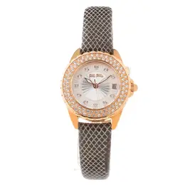 Folli Follie Analog Quartz Watch with Gold Case & Gray Leather Strap ffwf1b006stmac