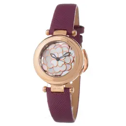 Folli Follie Purple Leather Watch ffwf15r009spac Analog Quartz Movement with Stainless Steel Gold Plated Case, Violet Strap and Mineral Glass